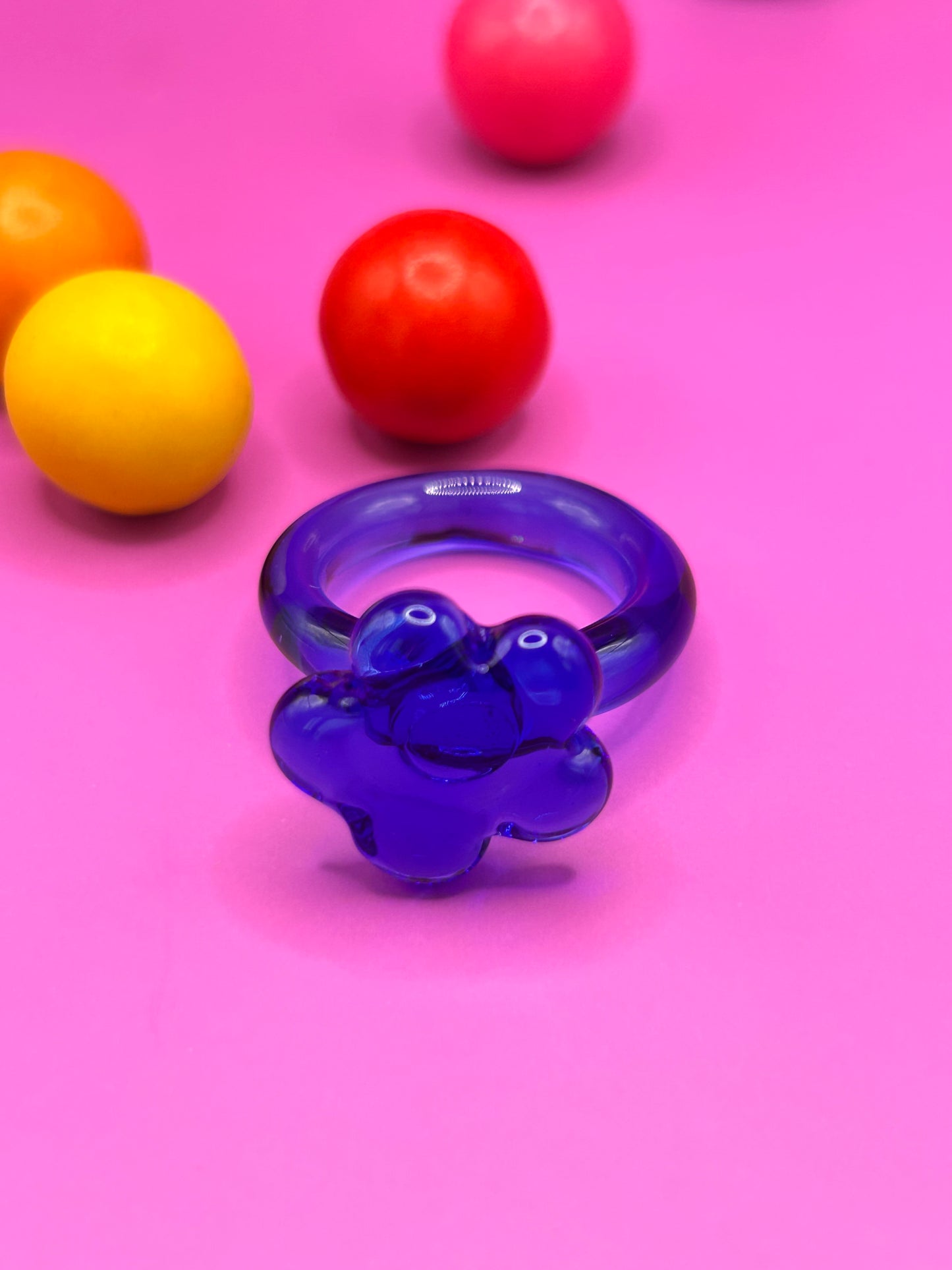 Anillo Flower Blue