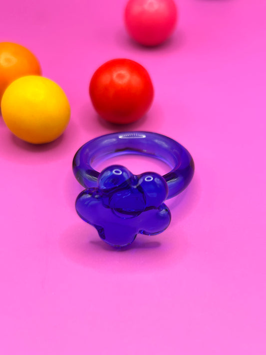 Anillo Flower Blue